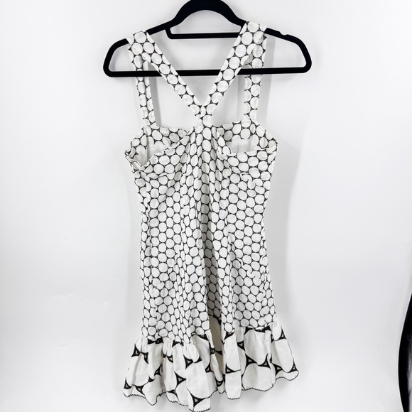 ✅ DVF Embroidered Sleeveless Linen Polka Dot Geometric CREAM/Brown Dress SIZE 6 - Picture 5 of 10